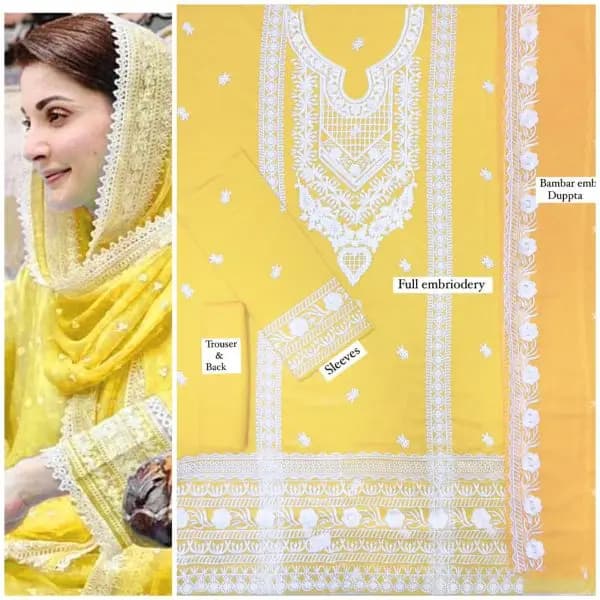 Lawn Suit 3pc Fabric Lawn(unstitched)CL4775