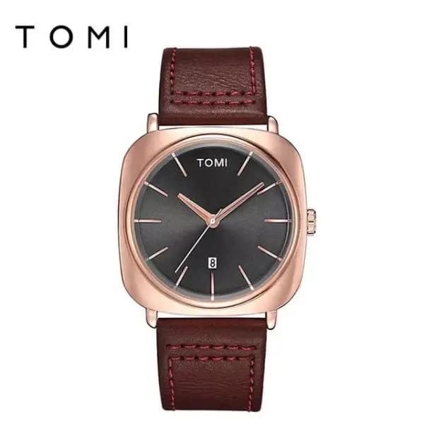 Tomi T-084 Mens Watch Date Quartz Leather Strap MW4774