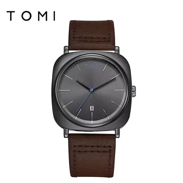 Tomi T-084 Mens Watch Date Quartz Leather Strap MW4774